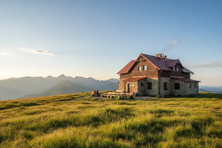 Schronisko PTTK na Stogu Izerskim — balkon nad Świeradowem